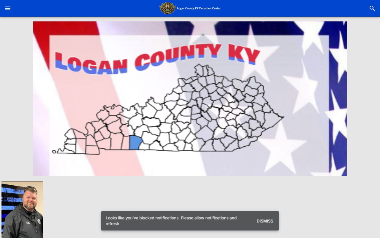 Logan County Detention Center contact page for inmate lookup and directions
